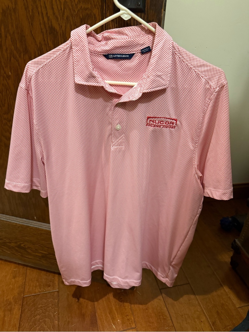 Cutter & Buck Men's Light Pink Micro-Pattern Polo